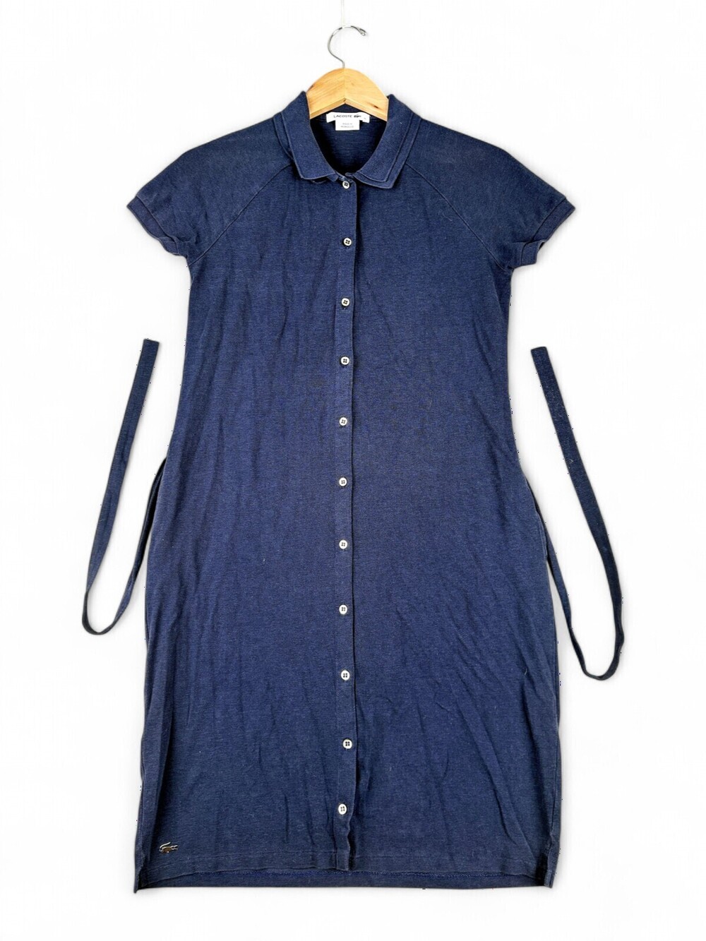 Lacoste Polo Button-Front Midi Dress Navy Sz 8